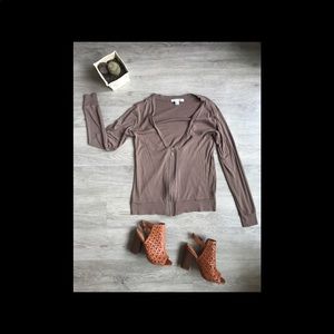 Brown Zip Cardigan